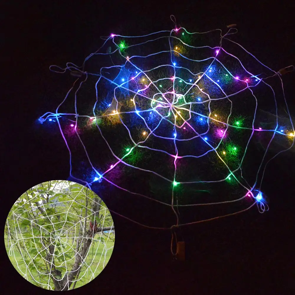 

LED Halloween Spider Web Creative Halloween Prop Lighting LED Lights Halloween Party DIY Decorations for Haunted House