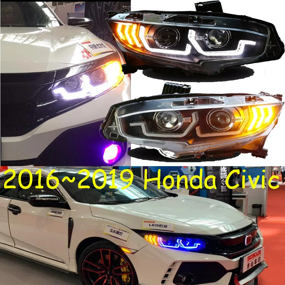 2 шт. автомобильная лампа bupmer для Honda Civic налобный фонарь~ 2019y автомобильные аксессуары светодиодный DRL галогенный/HID ксенон, противотуманная фара для Civic