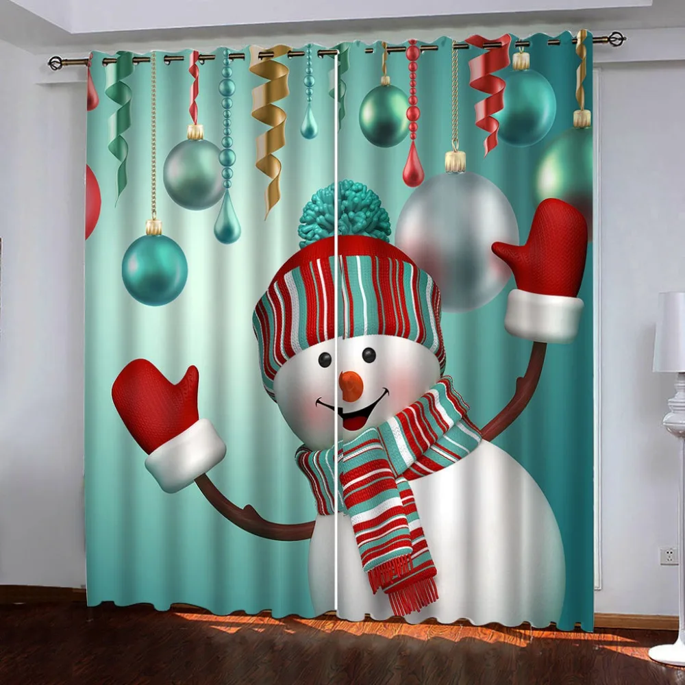 Рождественский занавес милый мультфильм Санта Снеговик Олень печать Рождество гостиная шторы для спальни, кухни новогодние украшения