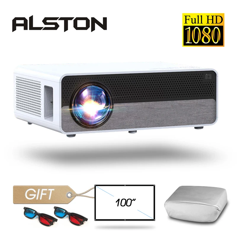 Проектор ALSTON Q9P Full HD 1080P 4K 5500 лм кинотеатр проектор Android Wi-Fi Bluetooth hdmi VGA AV USB с