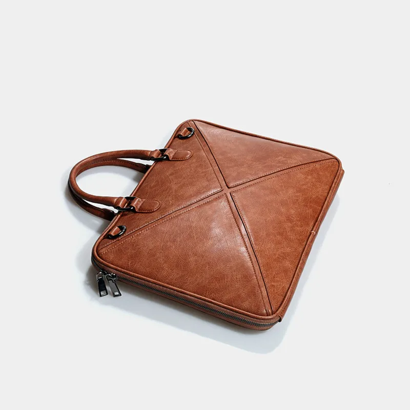 brown Portafolios Maletin Mujer, 12, 13,3, 14 дюймов, кожаная сумка для ноутбука, Женская деловая сумка для женщин, Офисные Сумки, портфель, А4, карман для файлов - Цвет: brown