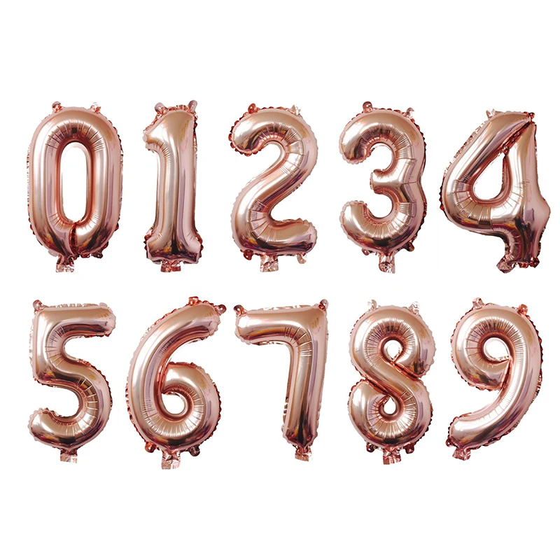 16/32 inch Number Foil Rose Gold Green Silver Discolor Digital Baby Shower Supplies Kid Boy balloons Birthday Party Decoration images - 6