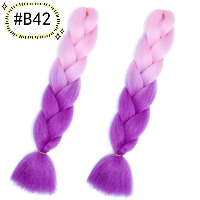 Jumbo Braiding Hair Extensions Kanekalon Braiding Hair 24 Inch Ombre Multiple Tone Colored Synthetic Hair for Women B42