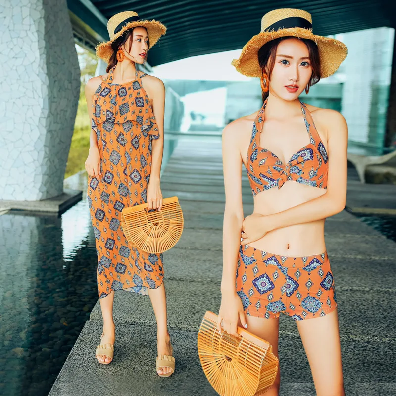 

2018 New Style Bathing Suit Split Type Three-piece Set Small Bust Gathering Sexy Bikini Tour Bathing Suit 8121