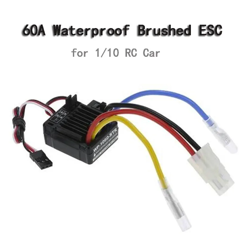 

WP-1060 2-3S 60A Waterproof Brushed ESC w/BEC 5V/2A for 1/10 RC Tamiya Traxxas TRX4 Redcat HPI D90 D110 SCX10 RC Crawler Car