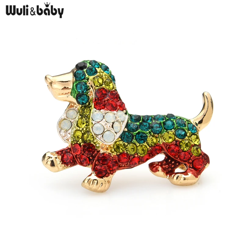 Lovely Rhinestone Dog Animal Metal Brooch Lapel Collar Pin Fashion Jewelry Gift