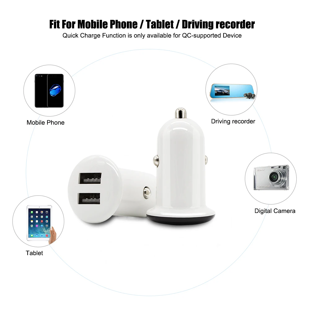 Быстрая зарядка 3,0 USB Автомобильное зарядное устройство для iPhone xs samsung Xiaomi Mini Dual USB Автомобильное быстрое зарядное устройство адаптер для мобильного телефона