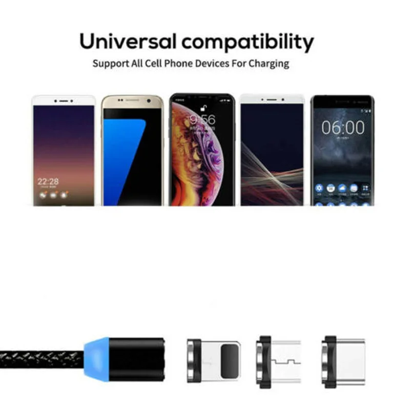 Нейлоновый Магнитный Micro type C USB кабель для быстрой зарядки Магнитный USB кабель для iPhone huawei honor 9X20 Nova 3 3i 4 5 5i Pro OPPO