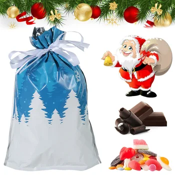 

15/10PCS High quality Christmas Candy Bag Santa Claus Drawstring Canvas Gift Bag Xmas Bundle Pocket Christmas decorations