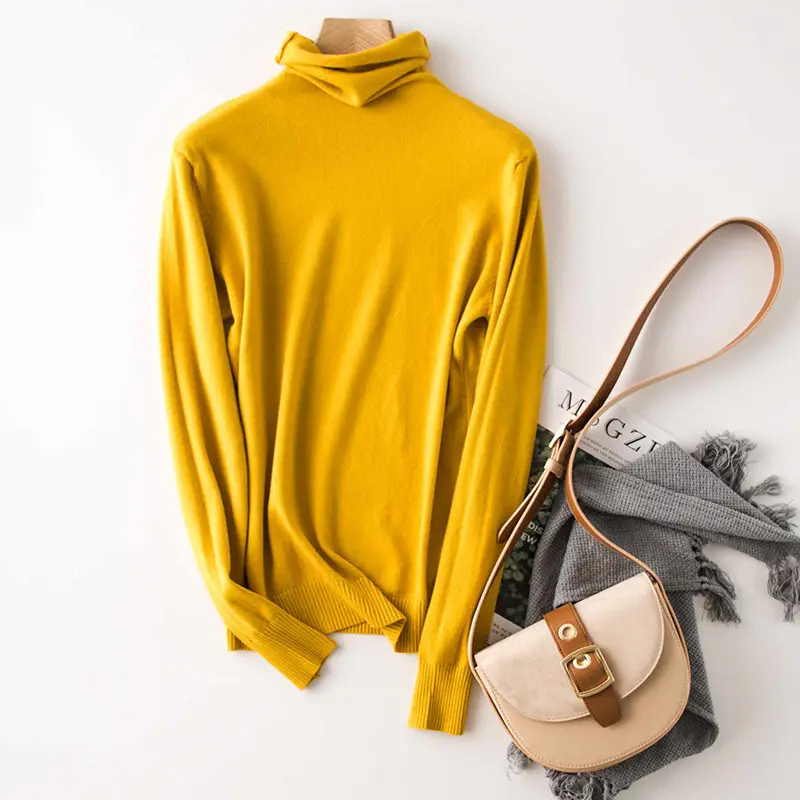 Dark yellow Zocpt, новинка, Осень-зима, 30% шерсть, водолазка, свитер, OL, карамельный, вязаный пуловер, женский, теплый, вязанный джемпер, уличный Топ - Цвет: Dark yellow