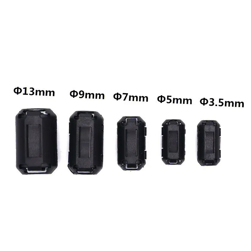 5 Filtri Antirumore In Ferrite A Scatto – Diametro Interno 7mm, Per Cavi Alimentazione, Audio E Dati, Colore Nero