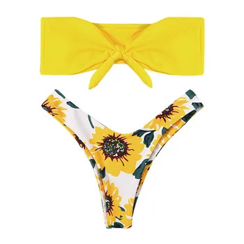 

Women Corrugated Pleated Tube Up One Pieces Bikini Swimwear Set Beachwear swimming suit for women bikinis 2019 mujer bather