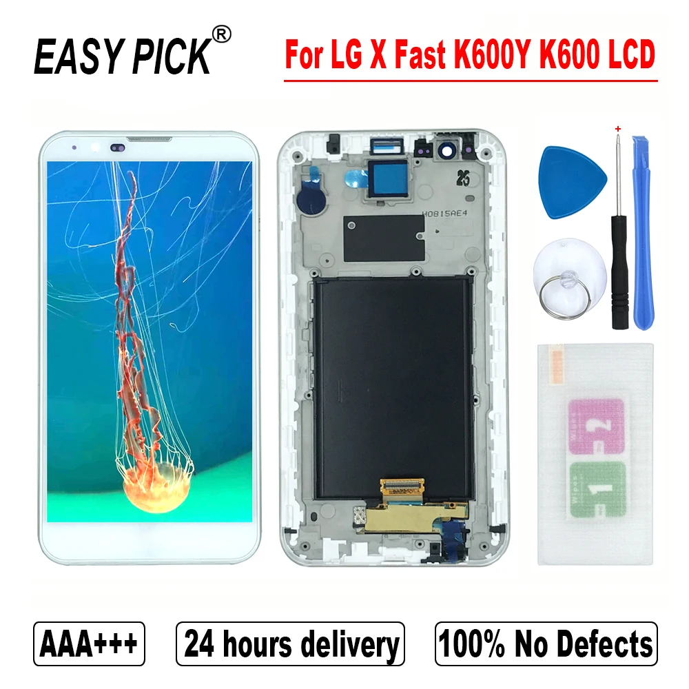

For LG X Fast K600Y K600 LCD Display Touch Screen Digitizer Assembly With Frame Free Tools