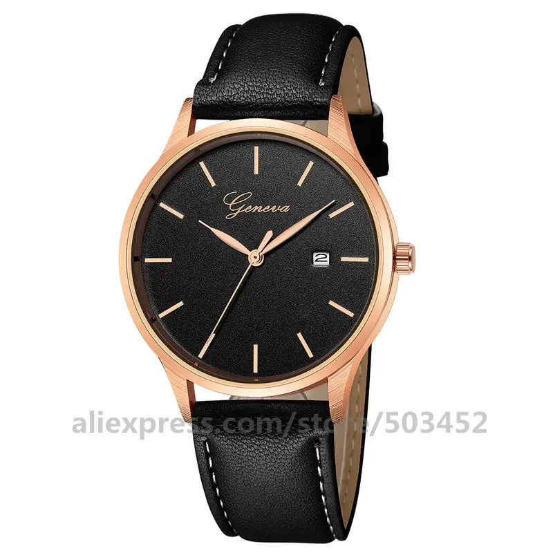 100 шт./лот, модные часы Geneva 668, кожаные спортивные часы для мужчин, заводская цена, наручные часы,, повседневные часы - Цвет: black rose black