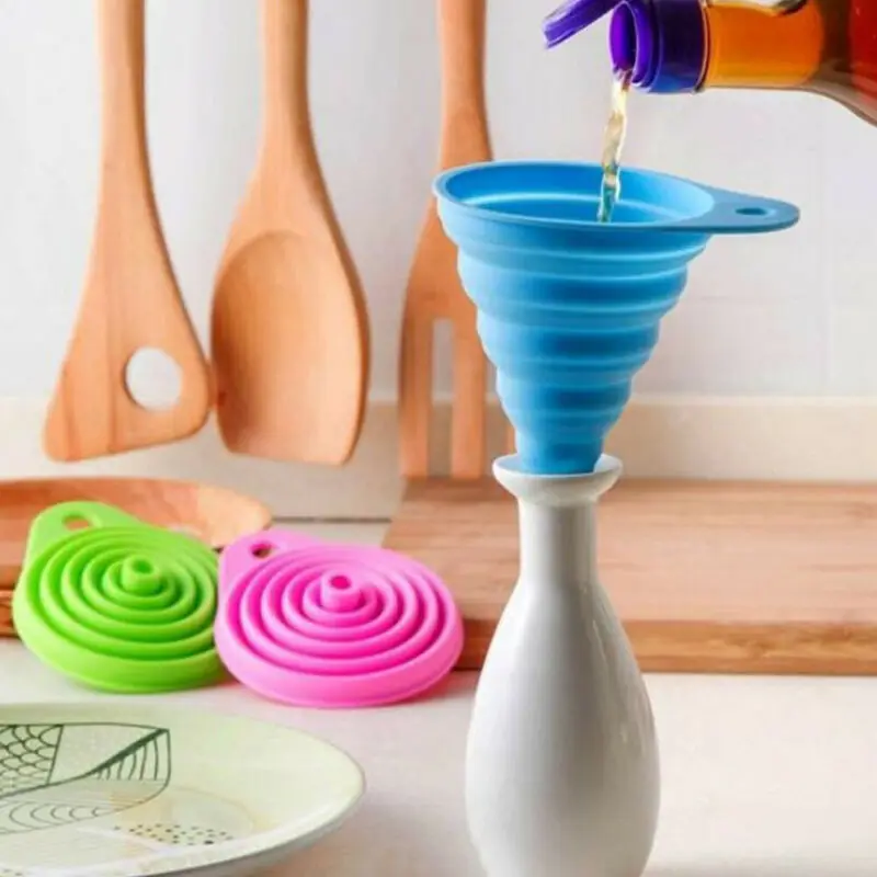 

Mini Foldable Cute Kitchen Home Food Grade Silicone Folding Telescopic Funnel
