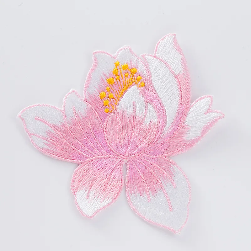 Description Picture 2 of itemLotus flower embroidered Patches for Clothing iron on Embroidery Stickers Applique flowers Decoration Badge parche