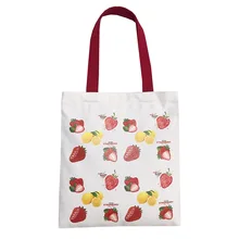 KANDRA Женская милая Холщовая Сумка с принтом клубники для ежедневных покупок сумка на плечо летняя новая сумка на молнии дорожная сумка