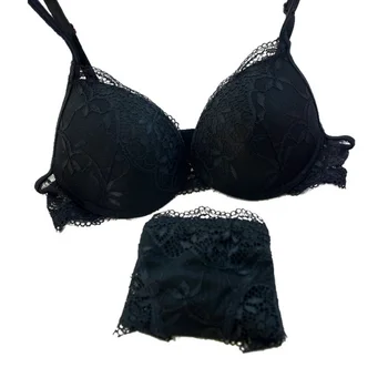 

Lace Embroidery Bra Set Women Deep V Push Up Underwear Set Bra Solid