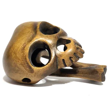 

Y7077 - 2" Hand Carved Boxwood Netsuke Figurine Carving: Gothic Skull