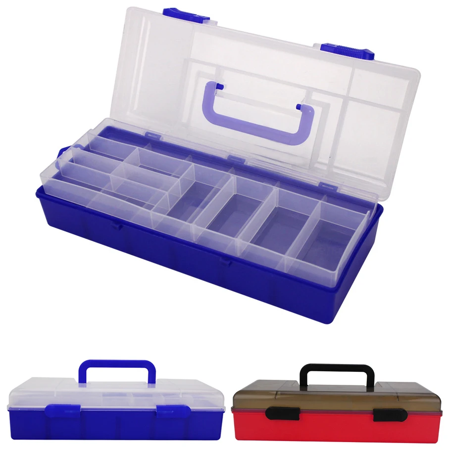 

2 Layers 34*14*7.5cm Fish Lures Container Plastic Box Portable Handle Fishing Case Waterproof Strong Corrosion Resistant X437