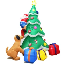 Надувные рождественские украшения, 7 футов, надувной Санта-Клаус, гоняется по дереву, во дворе, надувные, светодиодный светильник, праздничный дух