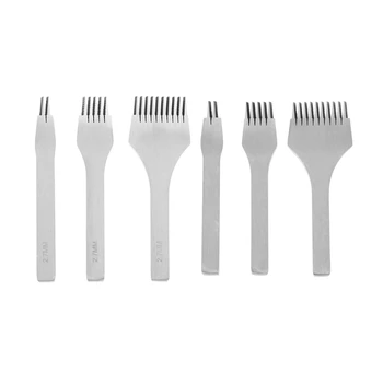 

2Set 2.7mm /3.0mm White Steel Flat Chisel Leather Craft Tools Hole Punch Kit DIY Tool 2 Prong/5 Prong/10 Prong