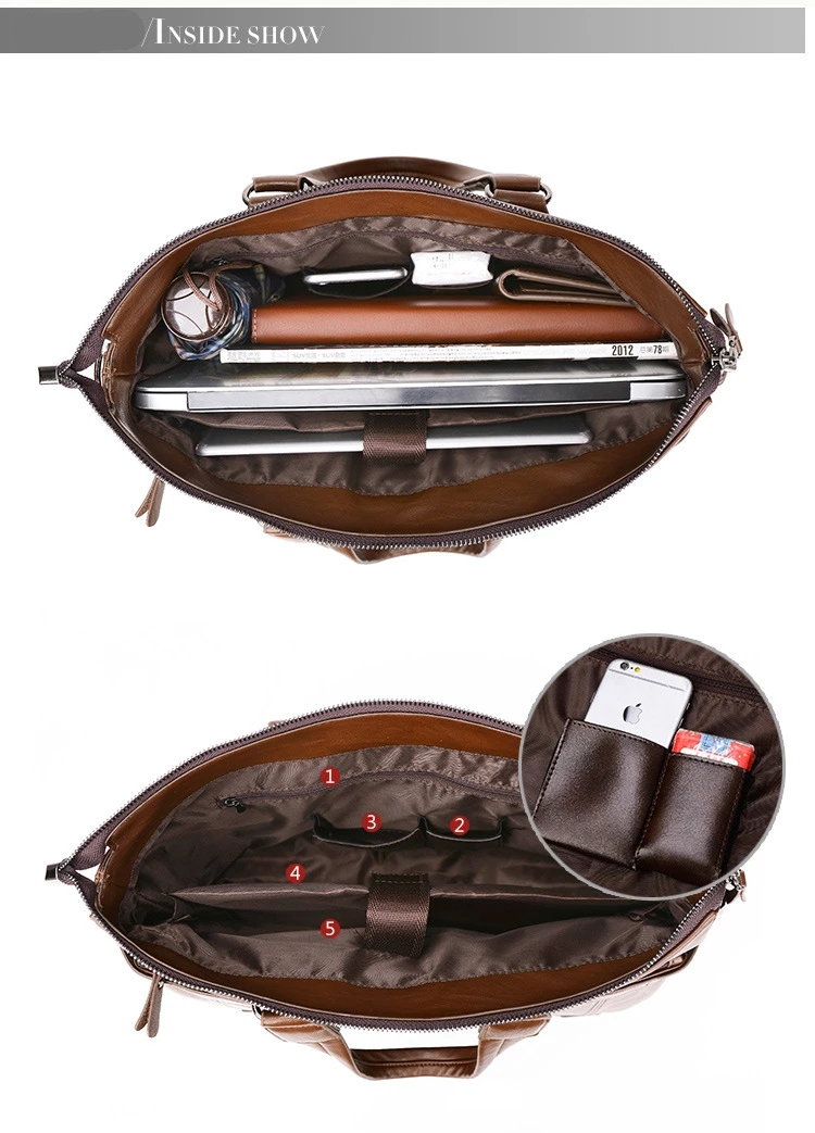 Men Leather Black Briefcase Business Handbag Messenger Bags Male Vintage Shoulder Bag Men's Large Laptop Travel Bags_voghion.com