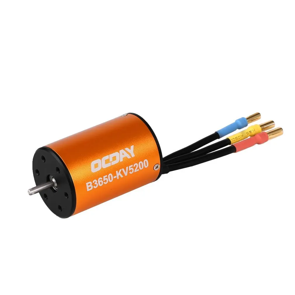 

OCDAY B3650 5200KV 4 Poles Sensorless Brushless Motor CNC High Torque for 1/10 RC Car + Car Electronic Speed Control ESC