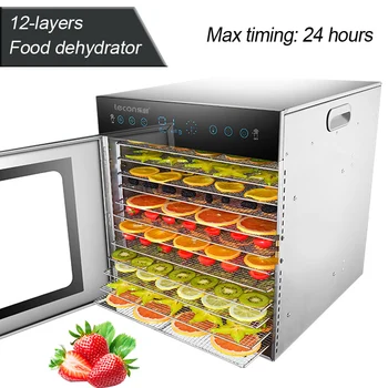 

12-layers Food dehydrator Commercial/home dual-use food dryer Stainless steel fruit vegetable drying machine 220V/50HZ 1000W 1PC