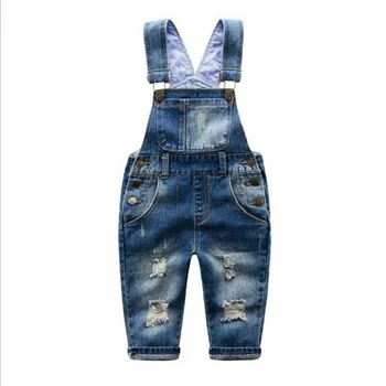 

TBwish Autumn Holes Boy Denim Jumpsuits Kids Boys Denim Bib Pants Fashion Children Jeans Overalls Long Kids Suspenders Pants