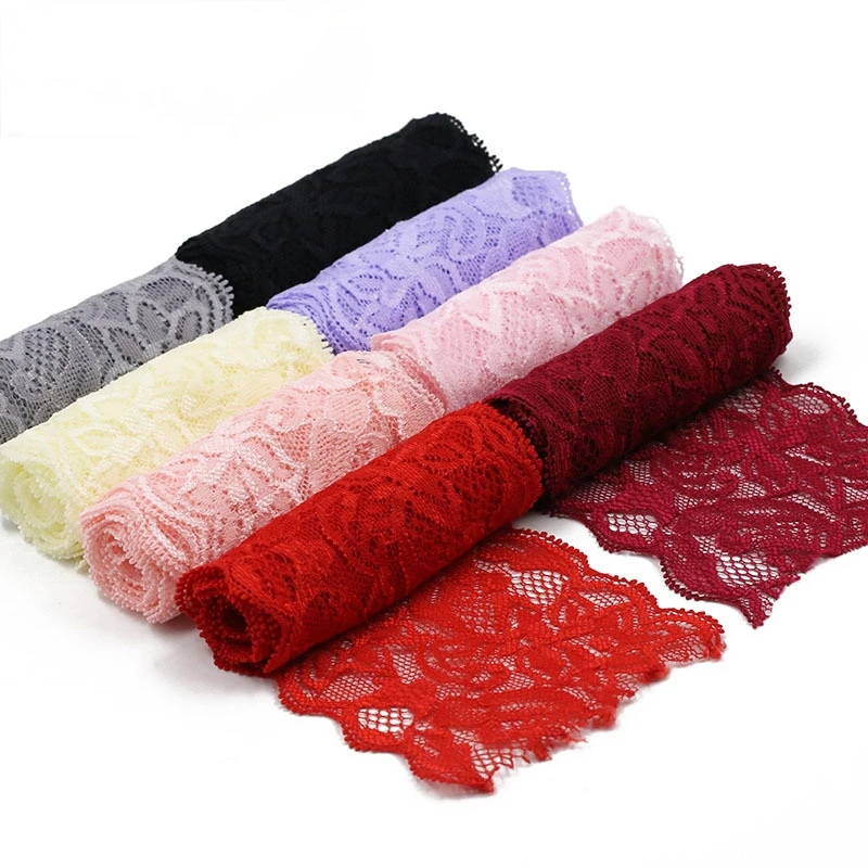 1Meter Elastic Lace Ribbon DIY Handmade Crafts Fabric White Black Red Pink Blue Purple Lace Trimming Home Garment Accessories