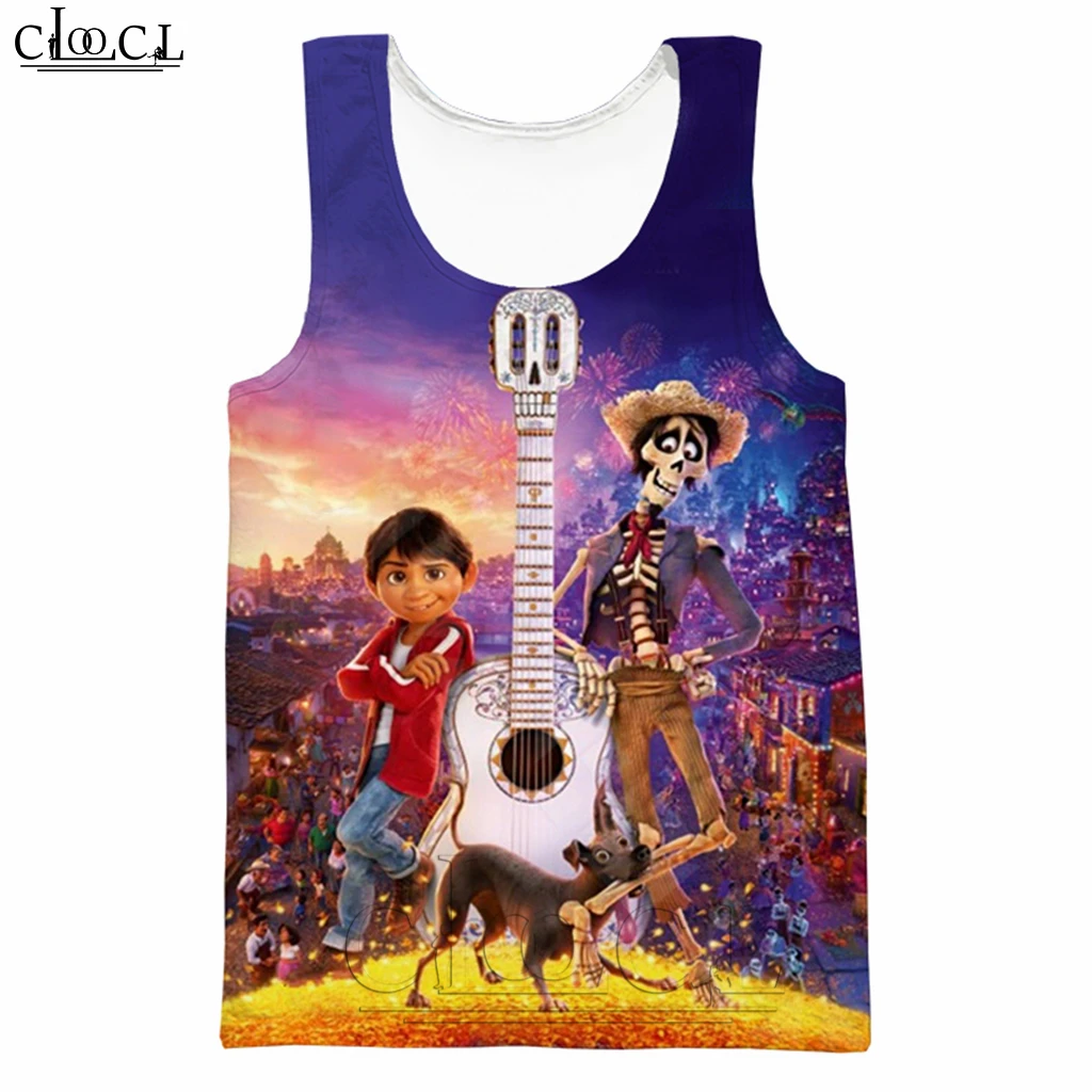 Аниме Pixar Coco безрукавки для мужчин/женщин 3D принт забавный мужской жилет Harajuku стиль уличная без рукавов Топы B2