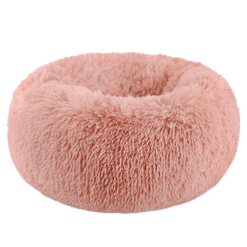 pink Хs-xxxl кровать для собак круглый теплый пушистый коврик для собак моющаяся кровать для кошек длинная бархатная кровать для домашних животных 9 цветов диван для собак гнездо для отдыха - Цвет: pink