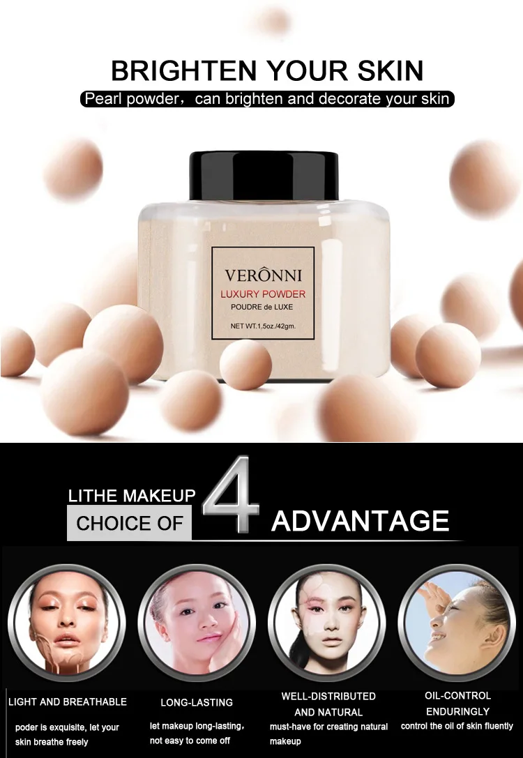 4 вида цветов гладкая рассыпчатая пудра прозрачная для макияжа