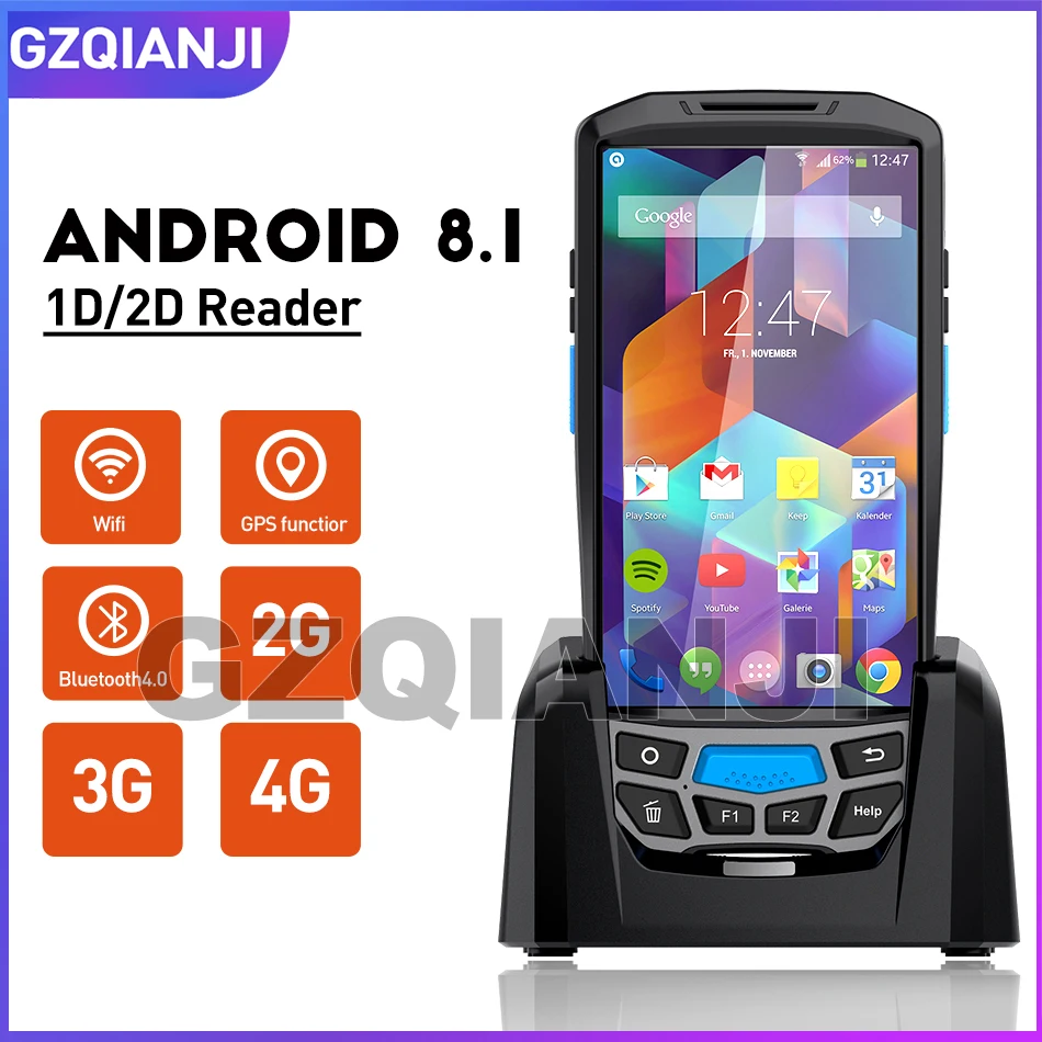 PDA сборщик данных Android Ручной терминал считыватель штрих кодов sacnner 1D 2D bluetooth