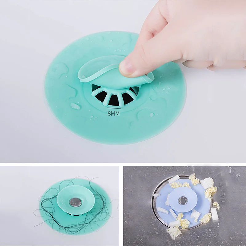 

Kitchen Tools UFO Style Silicone Sink Hair Strainer Press type Floor Drain Bathroom Kitchen Cute Deodorant Anti-clogging