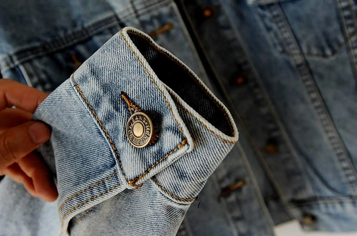 wonderful  Women's Star Embroidered Rivet Pearl Denim Jacket Coat