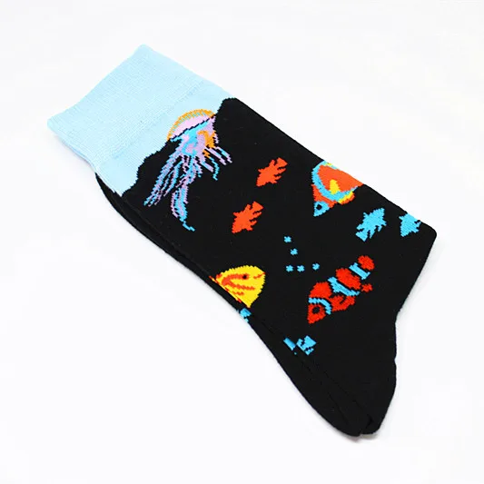 Anewmorn мужские носки в стиле ретро с принтом животных, Акула, рыба, собаки, Лев, хлопковые мужские носки, модные уличные Дышащие Короткие носки для скейтборда - Цвет: fish