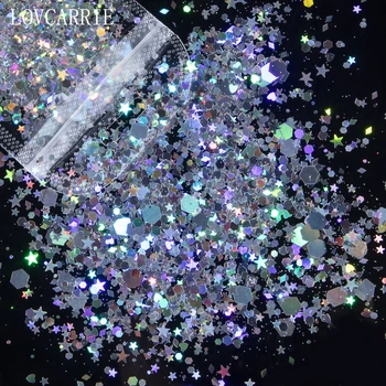 

1 Bag Mix Nail Glitter Powder Holographic Gradient Star Heart Sequins Nails Art Decorations Face Makeup Sparkly Paillette Flakes