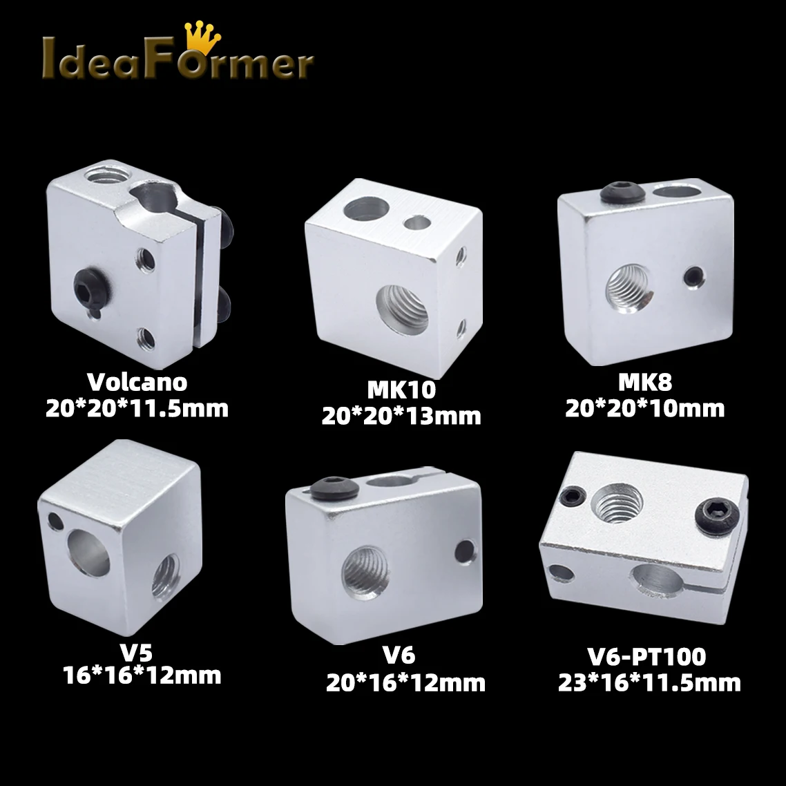 2Pcs 3D Printer Parts V5/V6/MK7 MK8 MK9/MK10/Volcano Aluminium Heater Block For Extruder Printing Head Hot End Aluminum Block. | Компьютеры