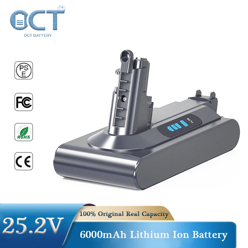 

Dyson 6000mAh Replacement Battery for V10 25.2V 6.0Ah Replace Lithium Ion Battery SV12 V10 Hand Held Vacuum Cleaner Power Tools