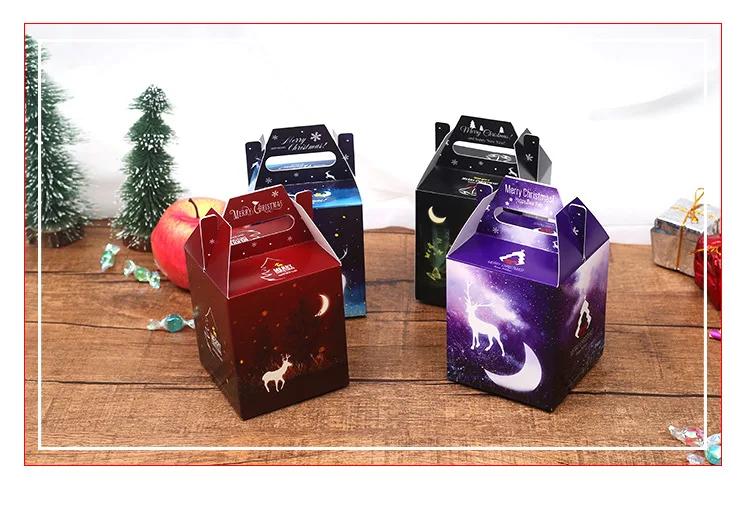 40 шт./лот коробки для вечерние сувениры Рождественский подарок Шоколадные Конфеты Яблоко коробка ручка Лось День рождения Свадьба упаковка подарочная коробка еда