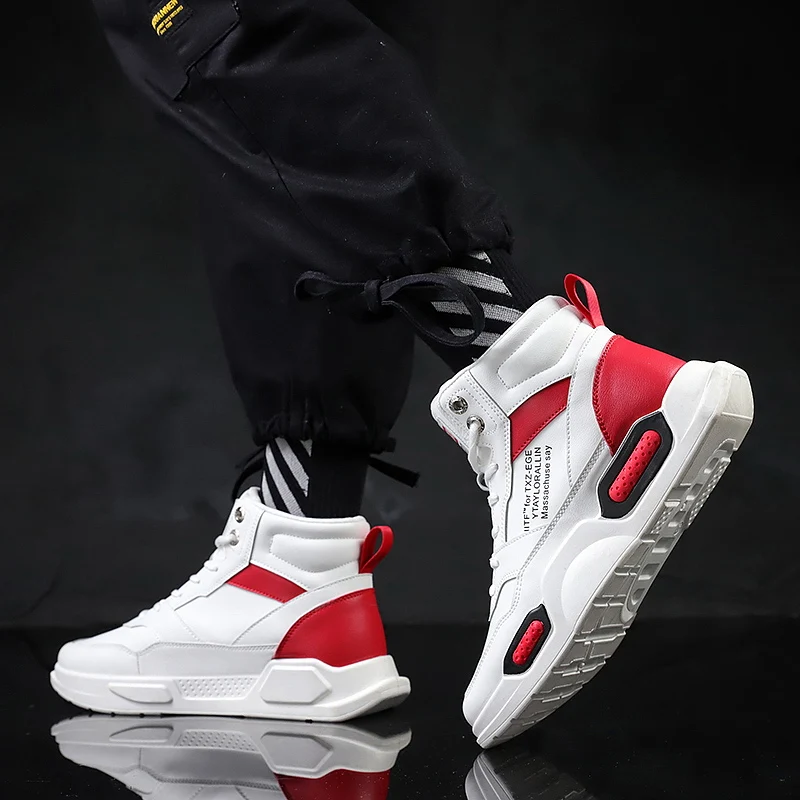 Высокие кроссовки мужская повседневная обувь Zapatos De Hombre Цвет черный белый Tenis