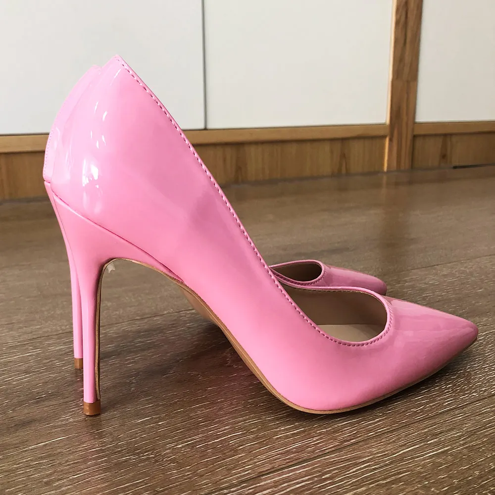Veowalk Solid Candy Pink Women Formal Stilettos High Heels Pointed Toe Slip On Pumps Elegant Ladies Extremely High Dress Shoes