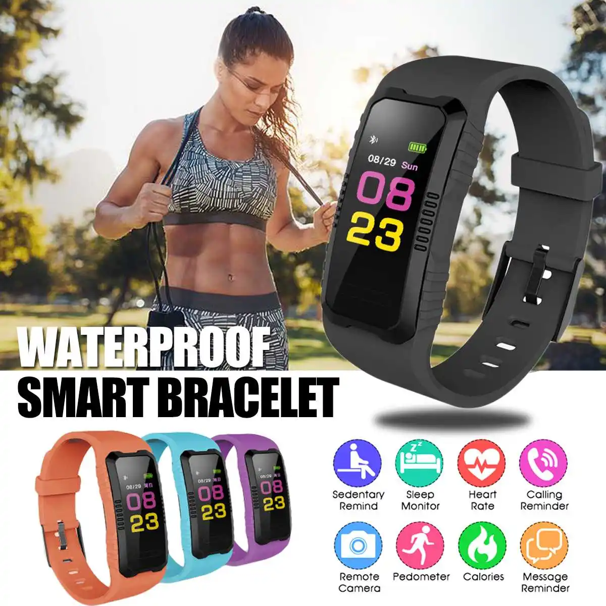 IP67 умный Браслет для измерения артериального давления HeartRate Monitring браслет для уведомления фитнес-трекер Шагомер BT Рождественский подарок