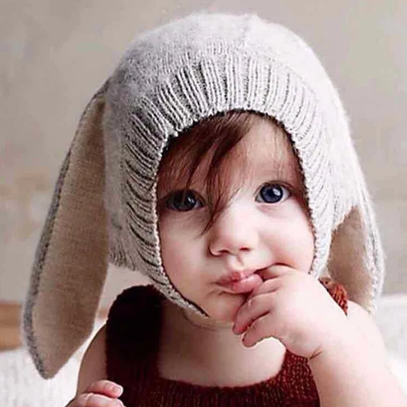 Зимняя Детская шапка-ушанка для маленьких мальчиков и девочек, детский кролик с длинными ушами, теплая мягкая шапка