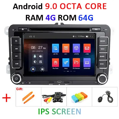 Android 9,0 DSP ips 64G 2 DIN DVD для VW PASSAT B6 CC B7 POLO GOLF 5 6 Tiguan Fabia быстрая для сиденья Altea Toledo Leon gps радио - Цвет: 9.0 4G 64G IPS