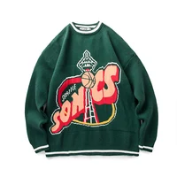 2024 autumn and winter new American college style striped round neck pullover retro sweater 1