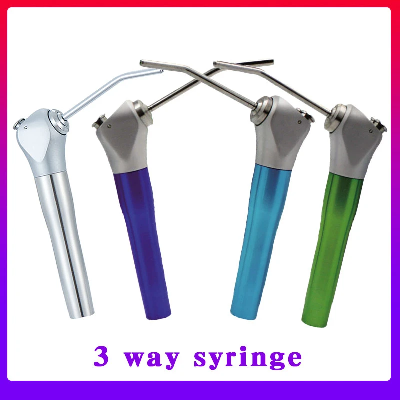 Dental Air Water Spray Triple 3 Way Syringe Handpiece + 2 Nozzles Tips