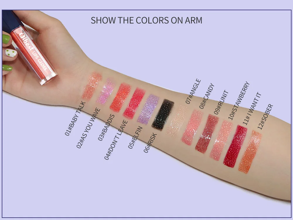 12 Colors Waterproof Shimmer Lipstick Liquid Glitter Gloss
